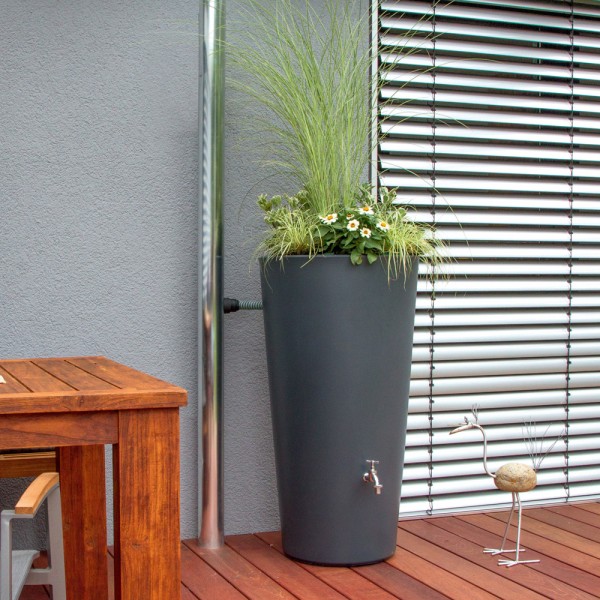 Regentonne 150 Liter Rainbowl Flower anthrazit
